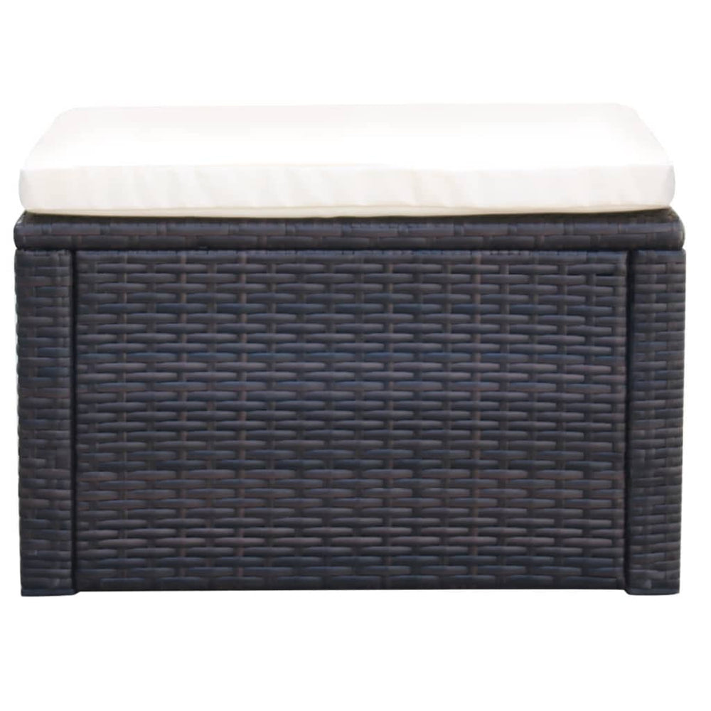 Rattan Hocker mit Kissen Braun 53x53 cm