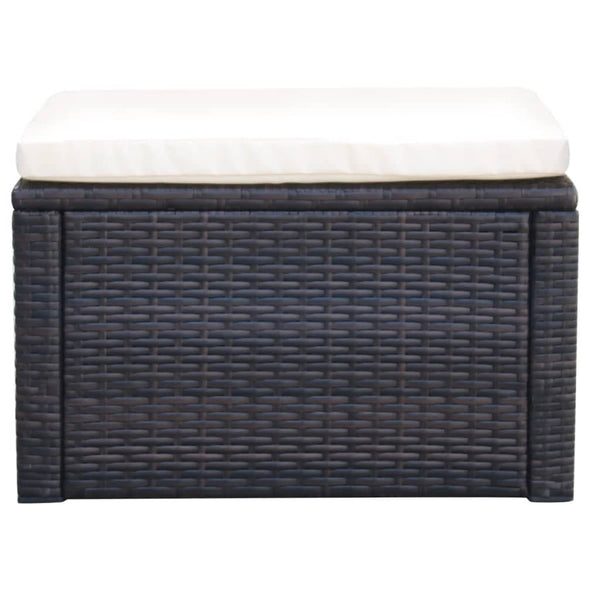 Rattan Hocker mit Kissen Braun 53x53 cm