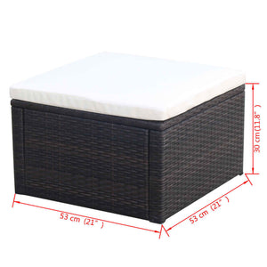 Rattan Hocker mit Kissen Braun 53x53 cm