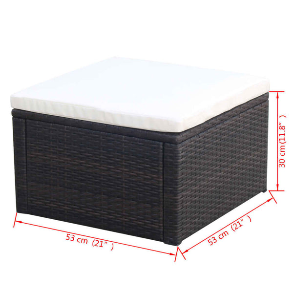 Rattan Hocker mit Kissen Braun 53x53 cm