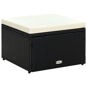 Schwarzer Rattan Hocker mit Kissen 53x53 cm