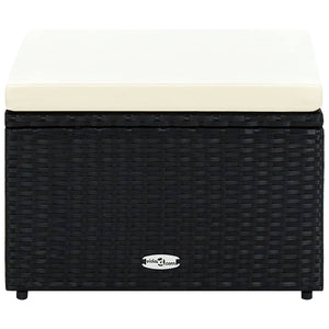 Schwarzer Rattan Hocker mit Kissen 53x53 cm