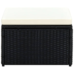 Schwarzer Rattan Hocker mit Kissen 53x53 cm