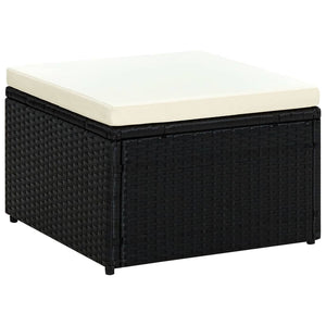 Schwarzer Rattan Hocker mit Kissen 53x53 cm