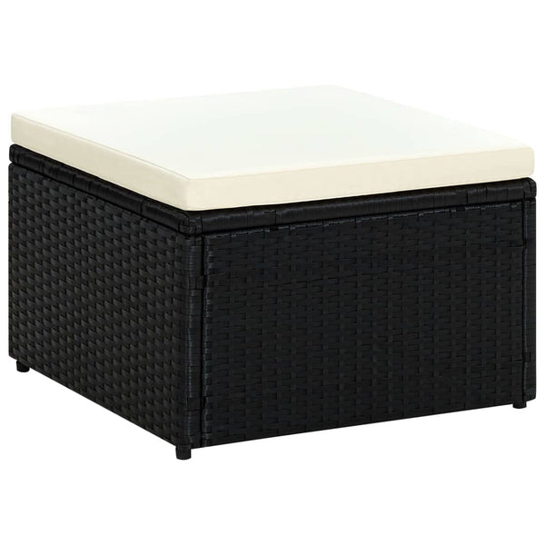 Schwarzer Rattan Hocker mit Kissen 53x53 cm