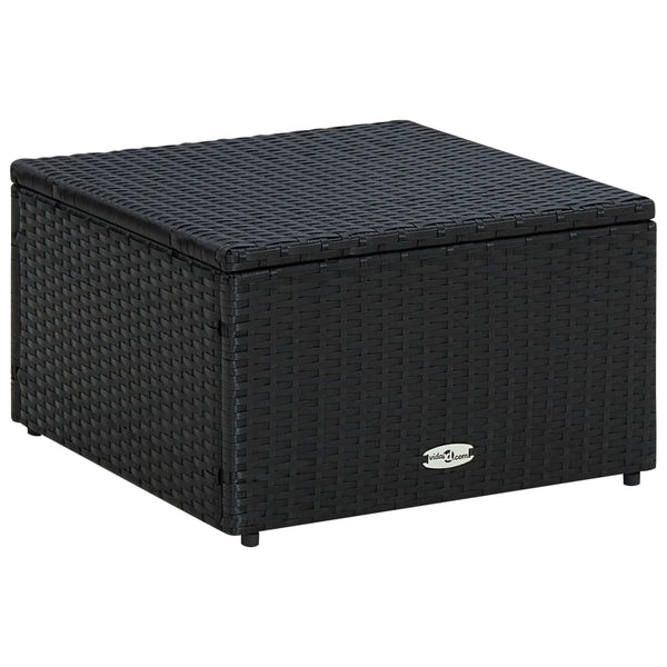 Schwarzer Rattan Hocker mit Kissen 53x53 cm