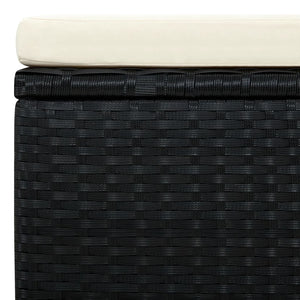 Schwarzer Rattan Hocker mit Kissen 53x53 cm