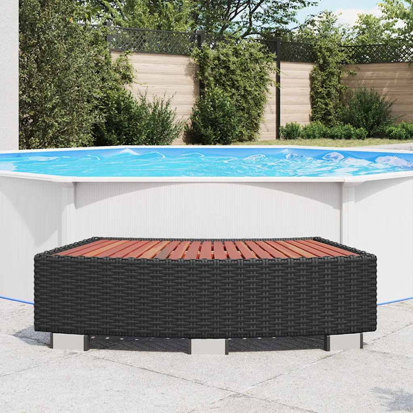 Spa-Einstiegsstufe aus Polyrattan, Schwarz
