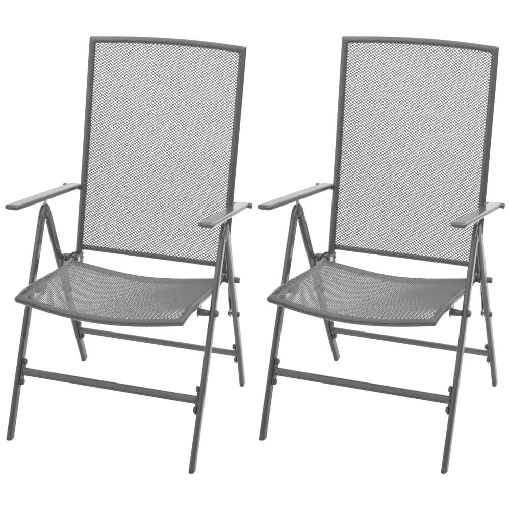 Stapelbare Gartenstühle 2er Set Stahl Grau