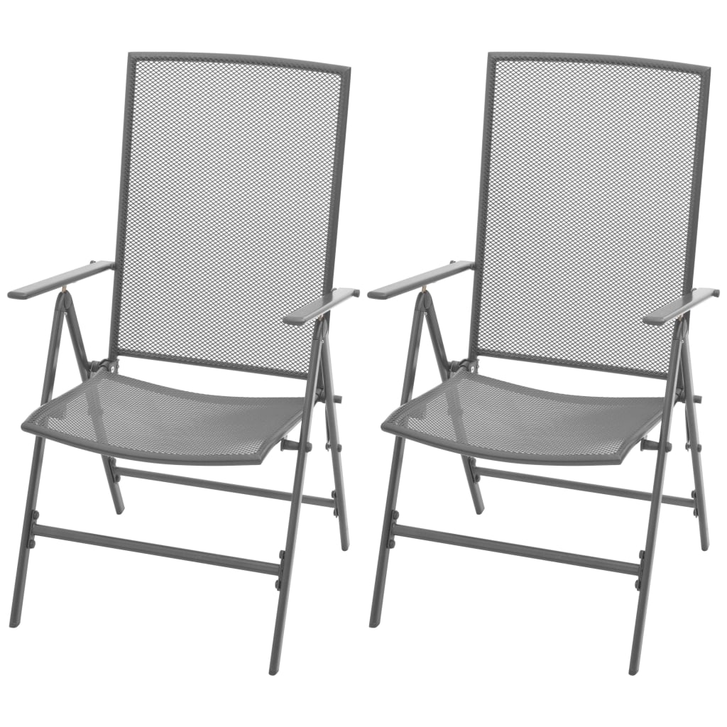 Stapelbare Gartenstühle 2er Set Stahl Grau