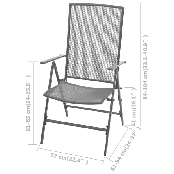 Stapelbare Gartenstühle 2er Set Stahl Grau