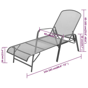 vidaXL Steel Sun Lounger Anthracite