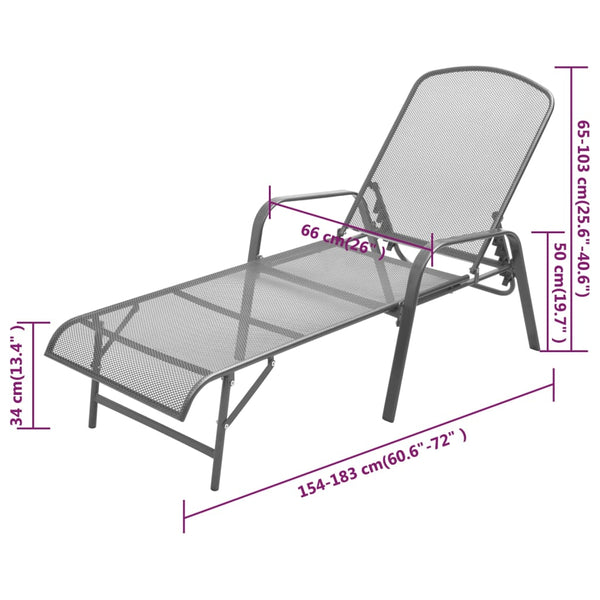 vidaXL Steel Sun Lounger Anthracite