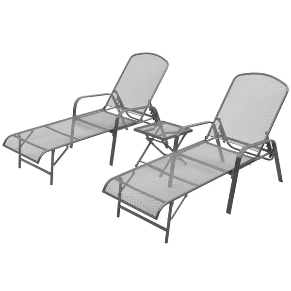 Sonnenliegen Set mit Tisch, Anthrazit