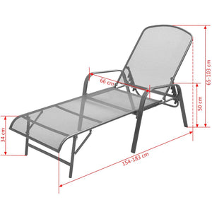 Sonnenliegen Set mit Tisch, Anthrazit