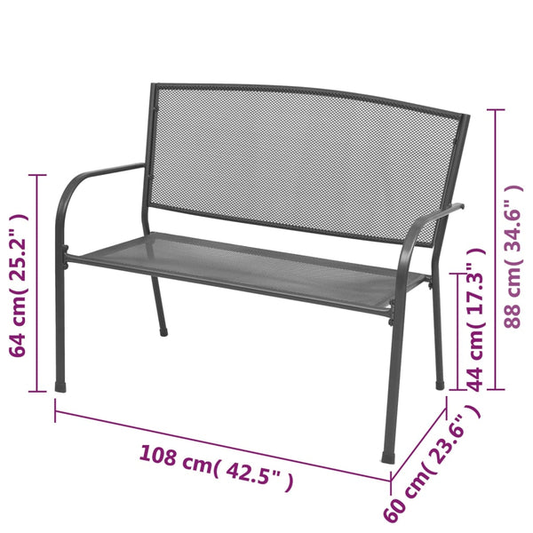 Anthrazit Gartenbank 108 cm Stahl