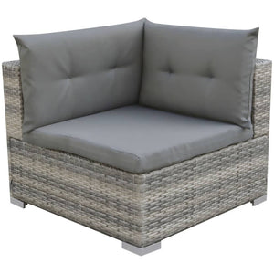 10-tlg. Garten-Lounge-Set mit Auflagen Poly Rattan Grau
