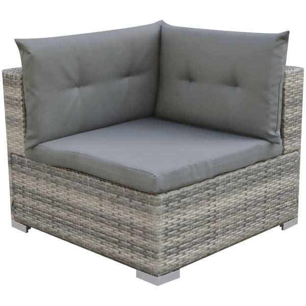10-tlg. Garten-Lounge-Set mit Auflagen Poly Rattan Grau