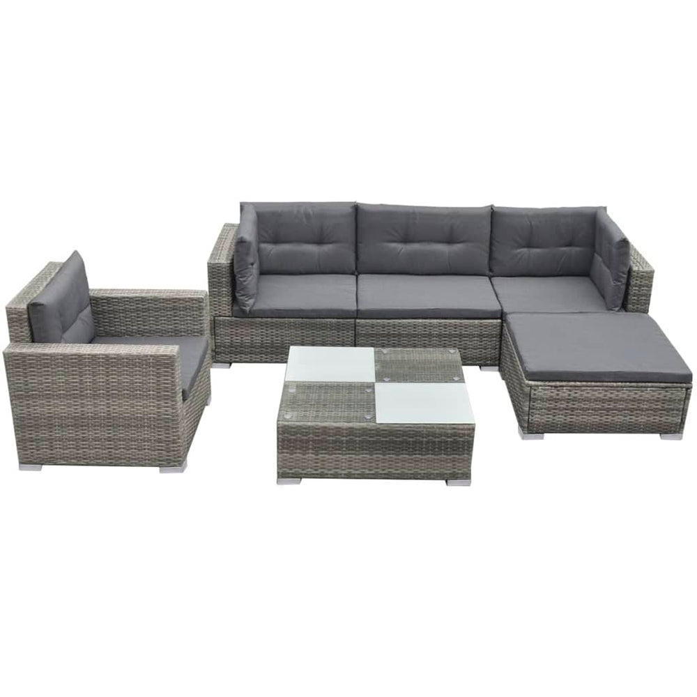 vidaXL Salon de jardin 6 pcs avec coussins résine tressée Gris