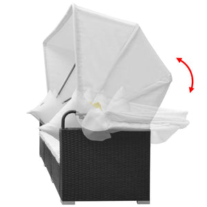 7-teiliges Garten Lounge Set mit Sonnendach Schwarz