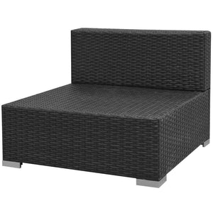 7-teiliges Garten Lounge Set mit Sonnendach Schwarz
