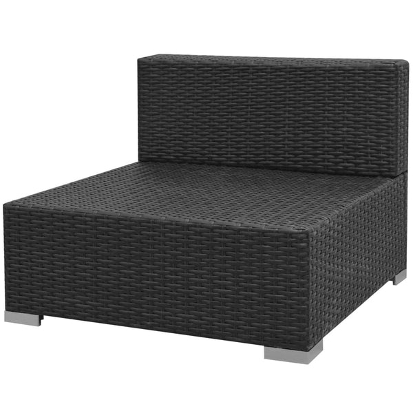 7-teiliges Garten Lounge Set mit Sonnendach Schwarz