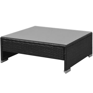 7-teiliges Garten Lounge Set mit Sonnendach Schwarz