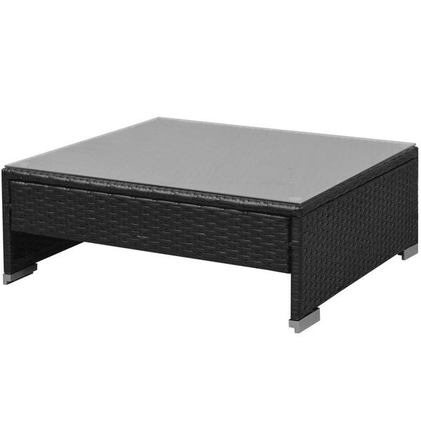 7-teiliges Garten Lounge Set mit Sonnendach Schwarz