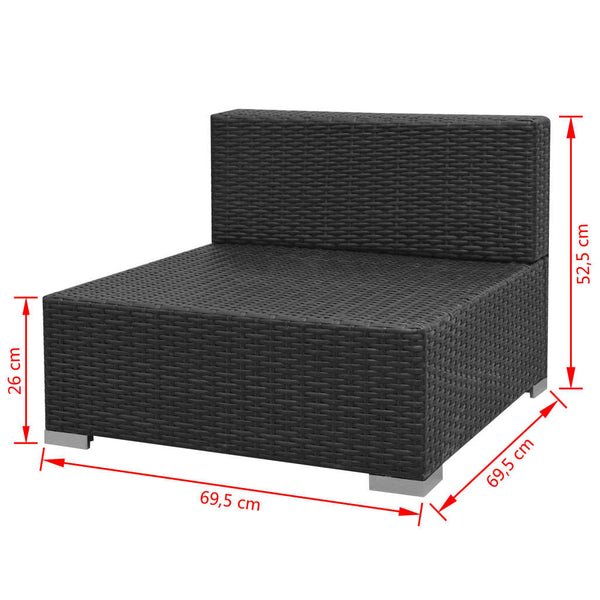 7-teiliges Garten Lounge Set mit Sonnendach Schwarz