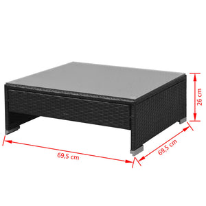 7-teiliges Garten Lounge Set mit Sonnendach Schwarz
