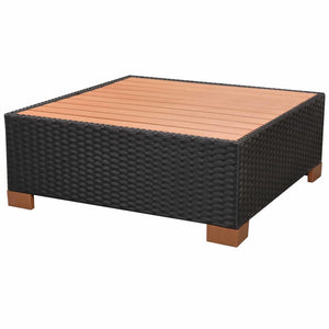 9-tlg. Garten-Lounge-Set mit Auflagen Poly Rattan Schwarz