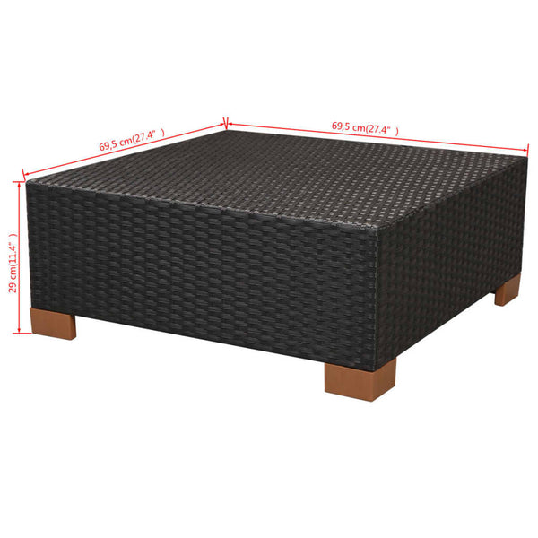 10-tlg. Garten-Lounge-Set mit Auflagen Poly Rattan Schwarz