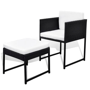 11-tlg. Garten Essgruppe Poly Rattan Schwarz