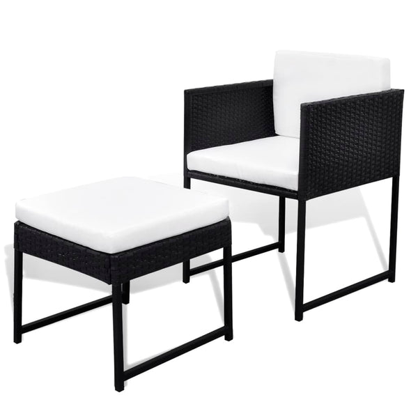 11-tlg. Garten Essgruppe Poly Rattan Schwarz