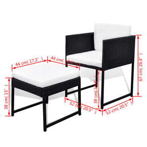 11-tlg. Garten Essgruppe Poly Rattan Schwarz