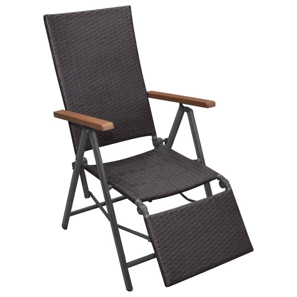 Poly Rattan Liegestuhl Braun