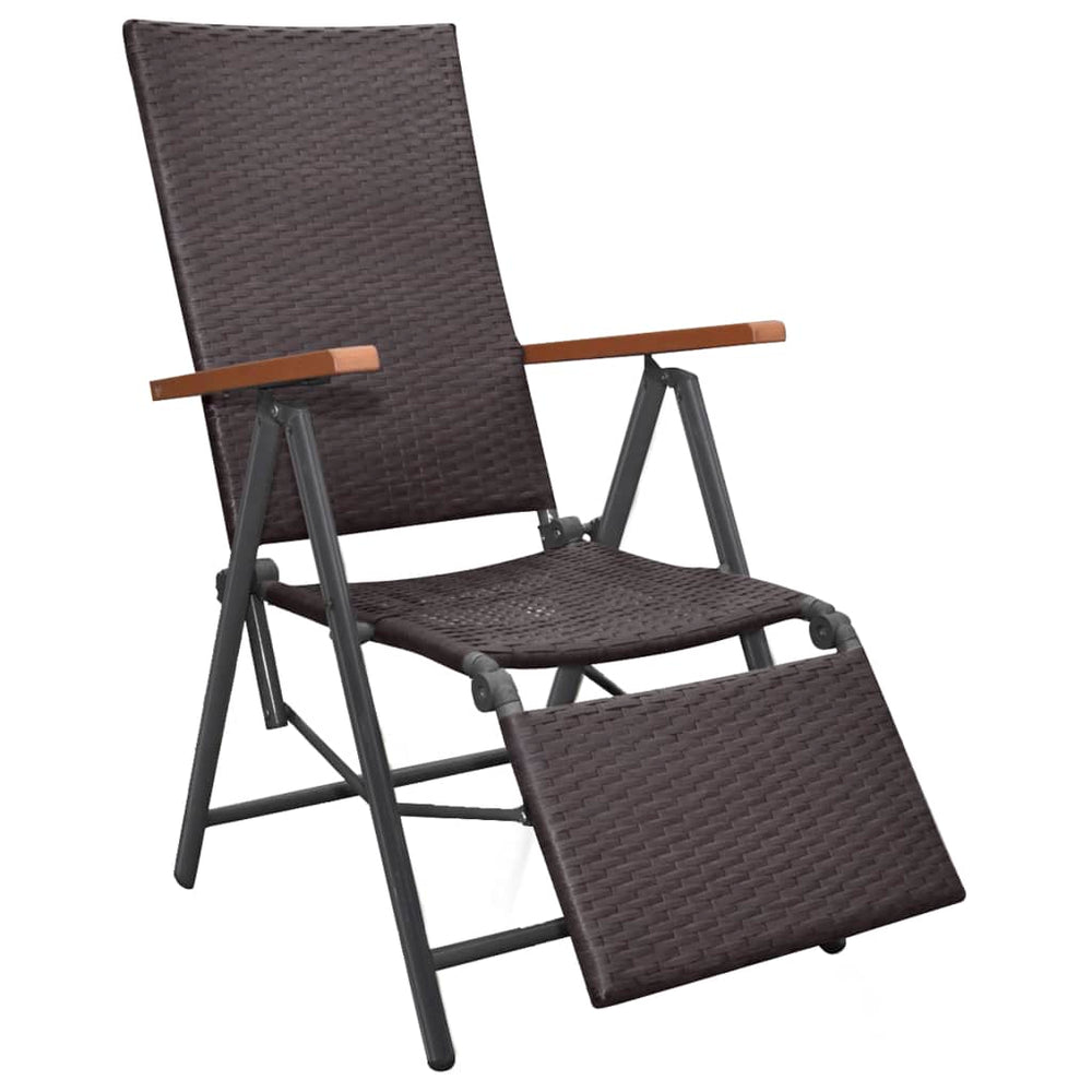 Poly Rattan Liegestuhl Braun