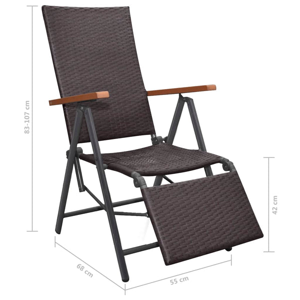 Poly Rattan Liegestuhl Braun