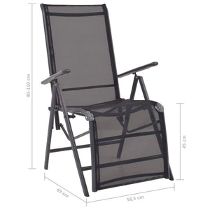 Aluminium Textilene Liegestuhl Schwarz