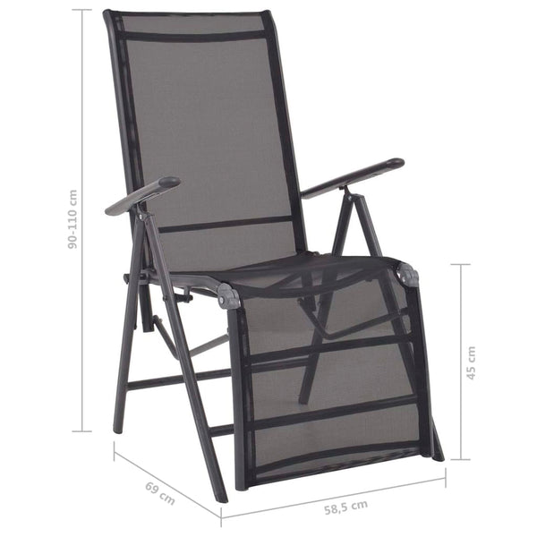 Aluminium Textilene Liegestuhl Schwarz