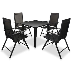 5-teilige Garten Essgruppe Aluminium Schwarz