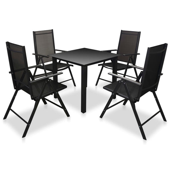 5-teilige Garten Essgruppe Aluminium Schwarz