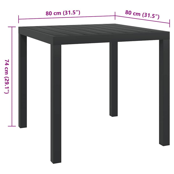 Schwarzer Gartentisch 80x80 cm