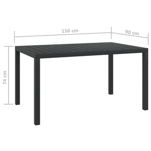 Schwarzer Gartentisch 150x90 cm