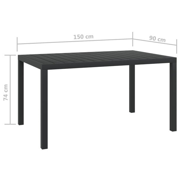 Schwarzer Gartentisch 150x90 cm