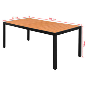 Gartentisch Braun 185 cm WPC Aluminium