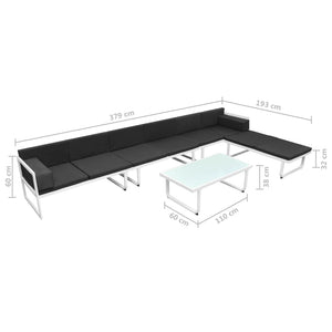 5-teiliges Garten Lounge Set Schwarz