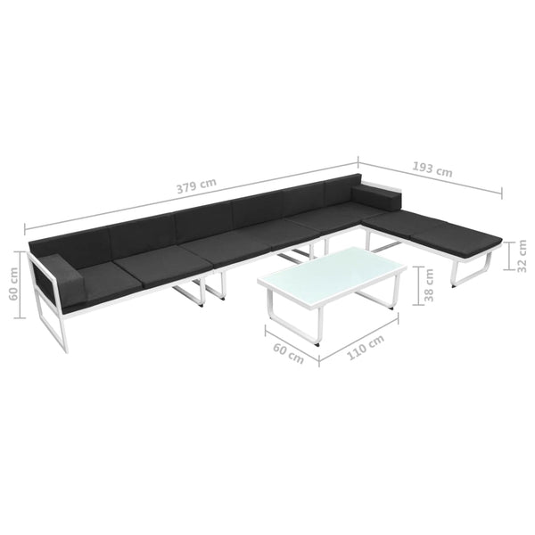 5-teiliges Garten Lounge Set Schwarz