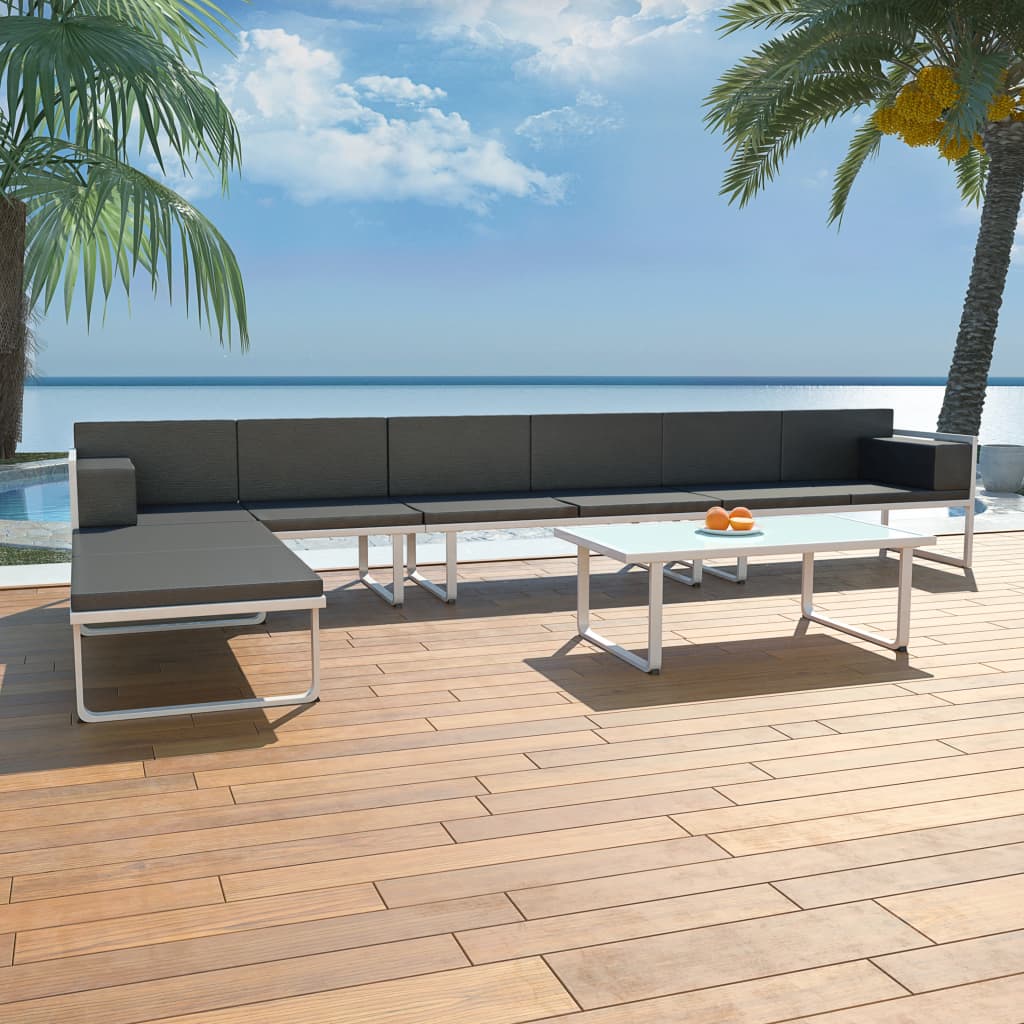 5-teiliges Garten Lounge Set Schwarz