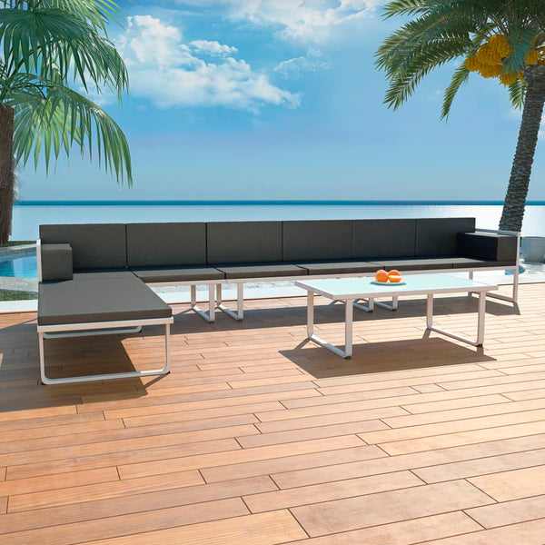 5-teiliges Garten Lounge Set Schwarz